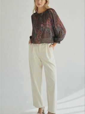 INC International Concepts Top Black Tunic Top Sheer Size 16 Abstract Plum Black